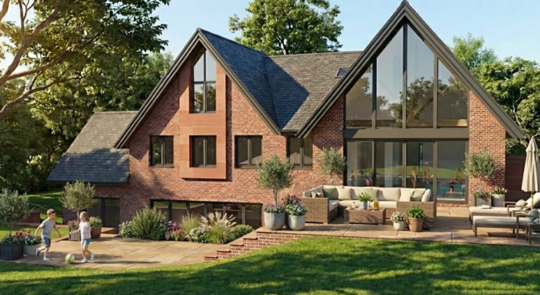 Residential exterior perspective rendering